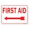 Signmission OSHA, 7" Height, Decal, 10" x 7", Landscape, First Aid with Left Arrow (red on white) OS-MISC-D-710-L-19495 - alternate 1
